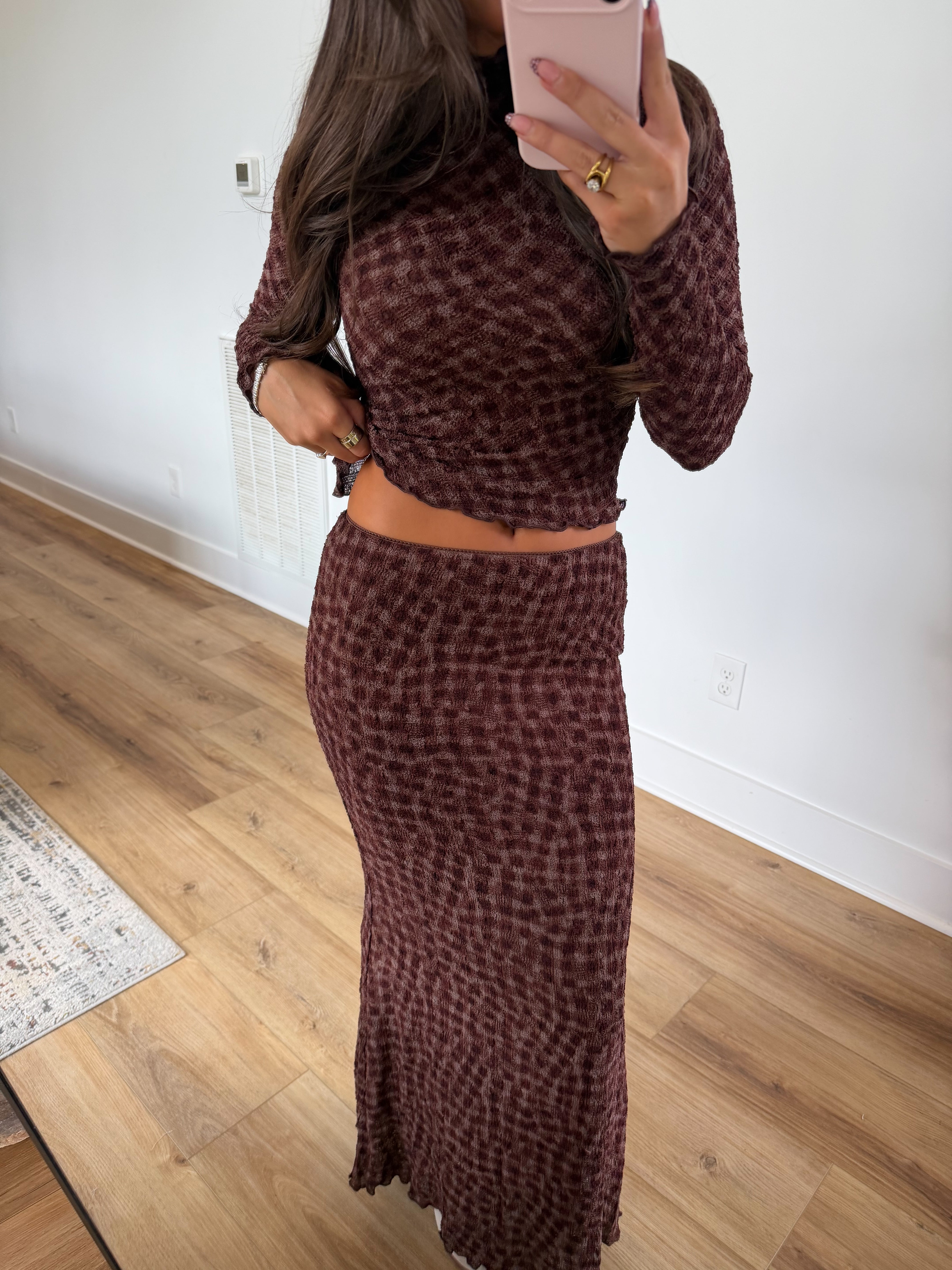 Coffee Gingham Set