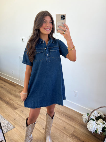 Denim Double Pocket Dress