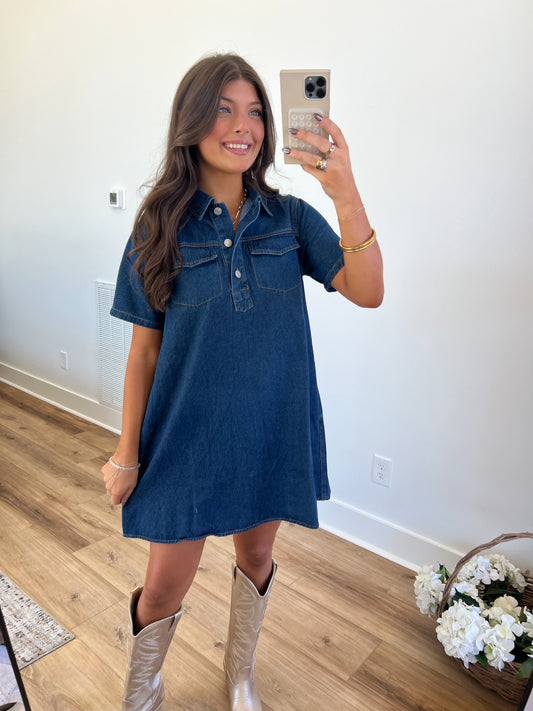 Denim Double Pocket Dress