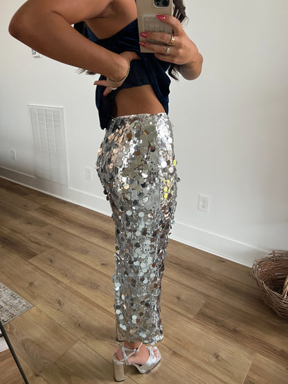 Shine Sequin Midi Skirt