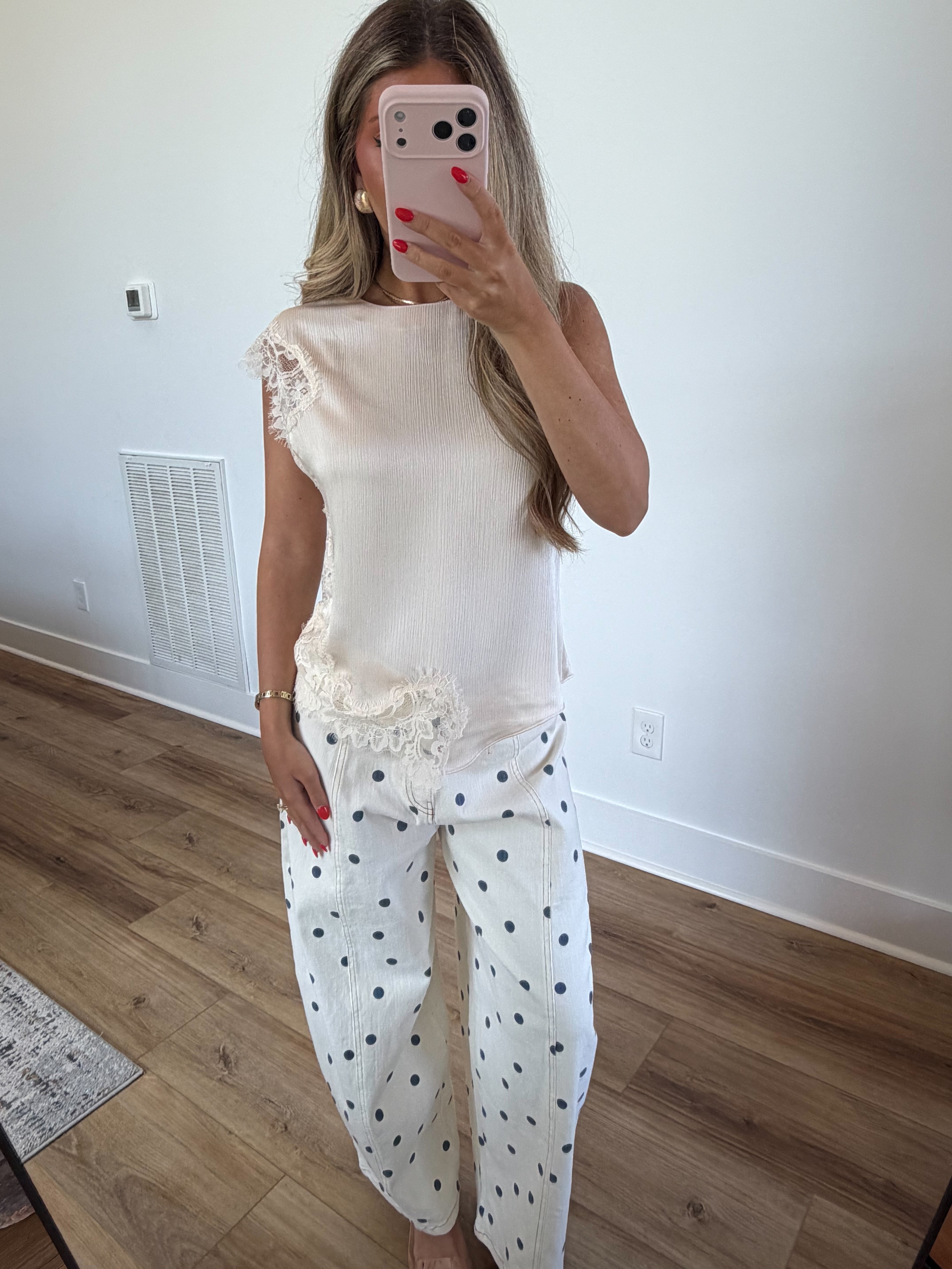 Navy Polka Dot Barrel Jeans