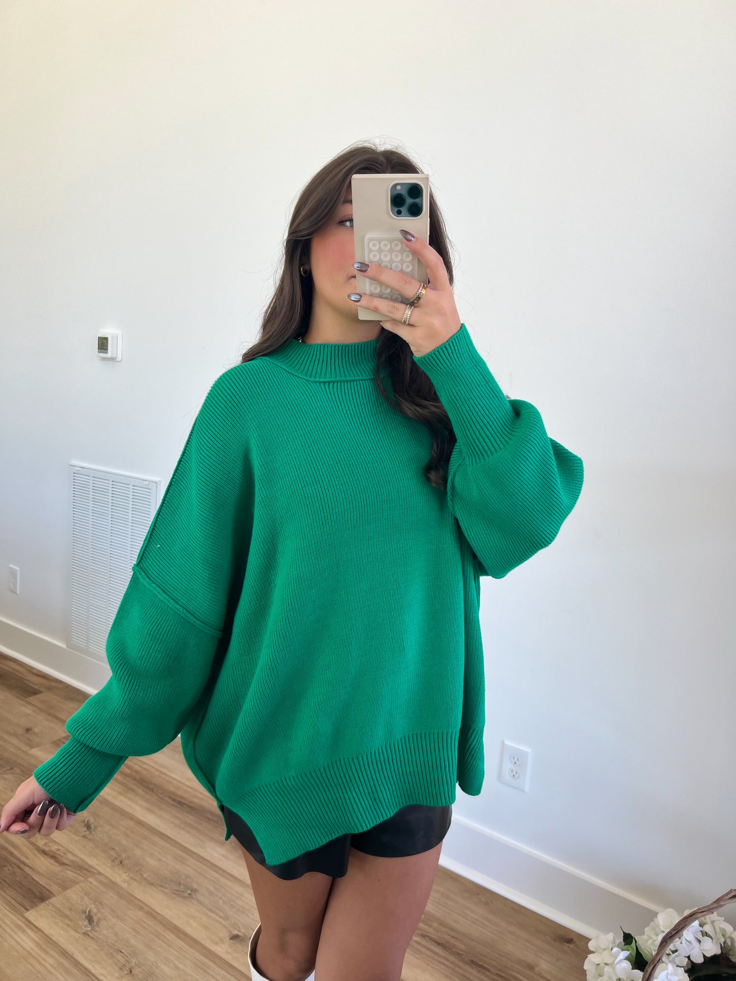 Kelly Green Essential Oversized Cozy Knit Sweater