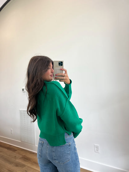 Green Cropped Sweater