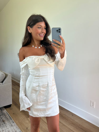 Satin Bow Mini Dress