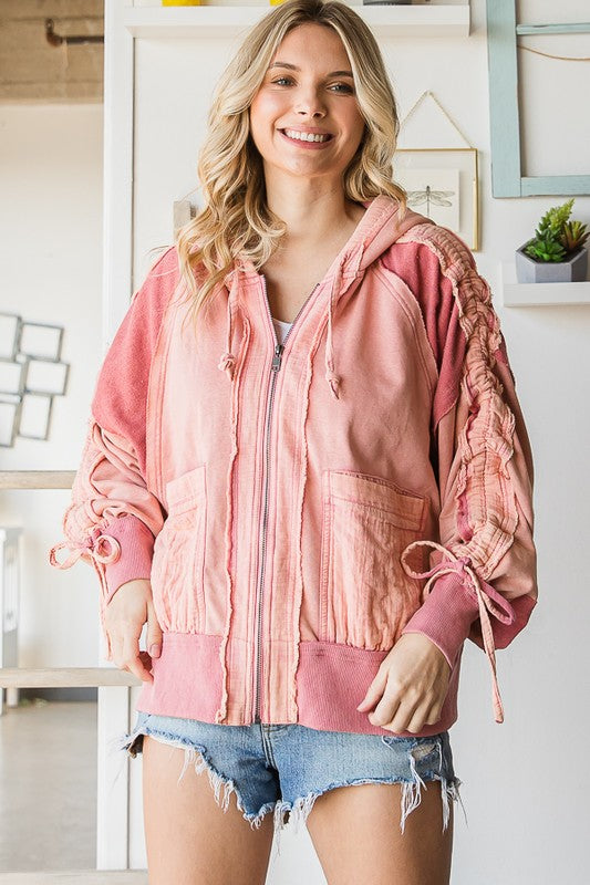 Rose Washed Zip-Up Jacket