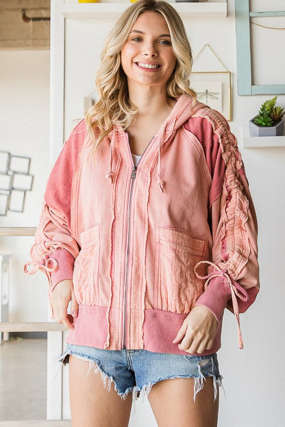 Rose Washed Zip-Up Jacket