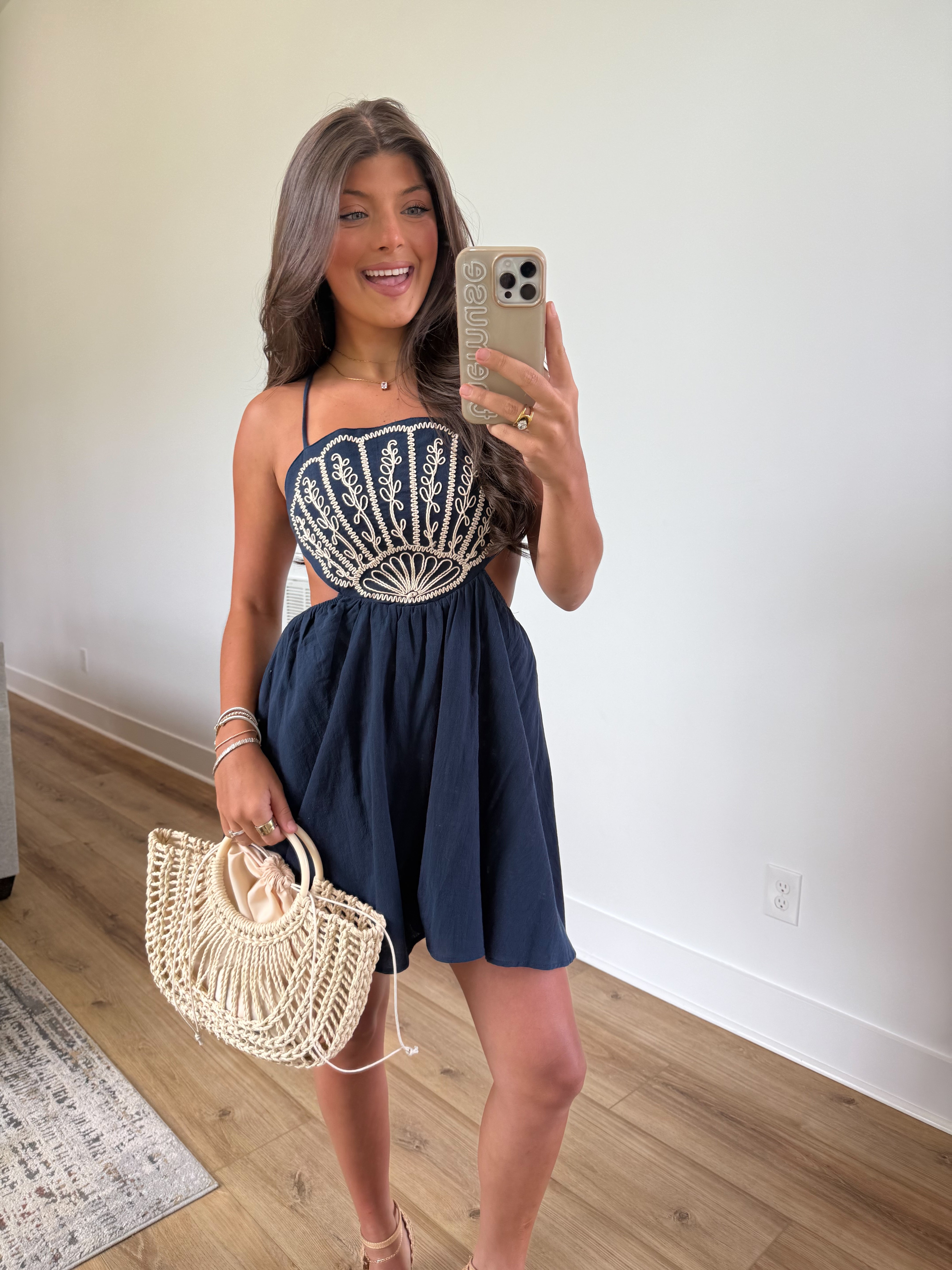 Navy Seashell Romper