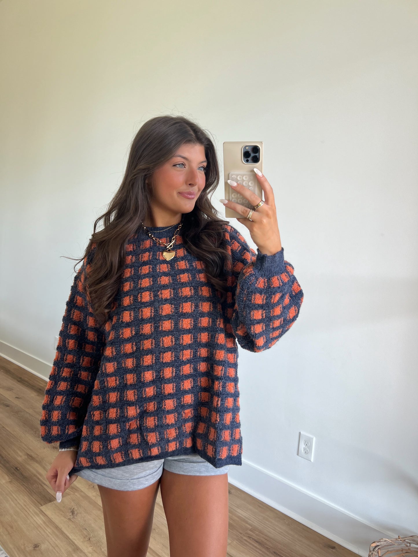 Blue/Orange Haddie Checkered Sweater