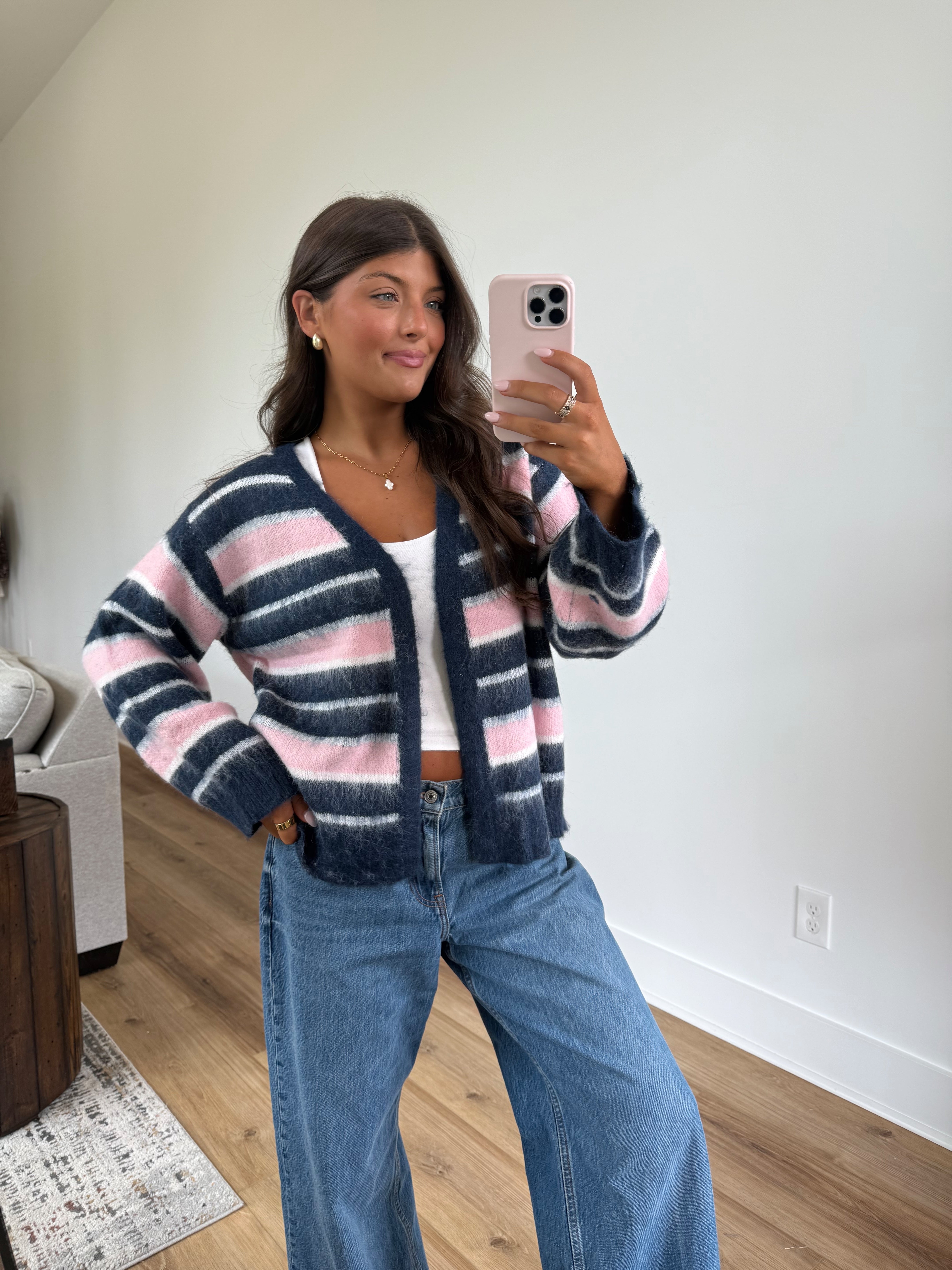 Blush Navy Cozy Cardigan