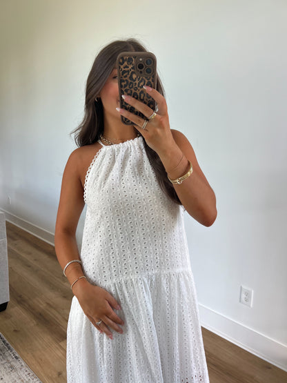 White Eyelet Maxi Dress
