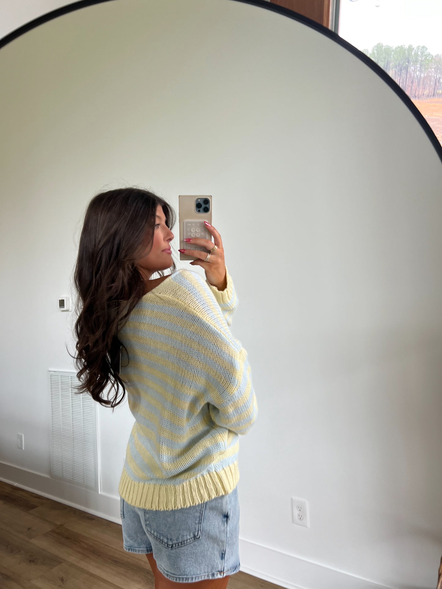 Blue/Yellow Stripe Sweater Top