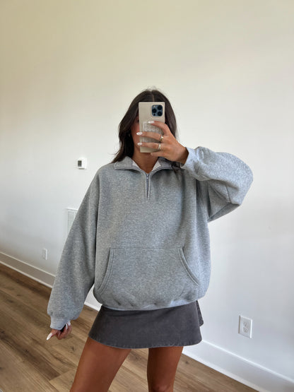 Grey Cozy Fleece Half Zip