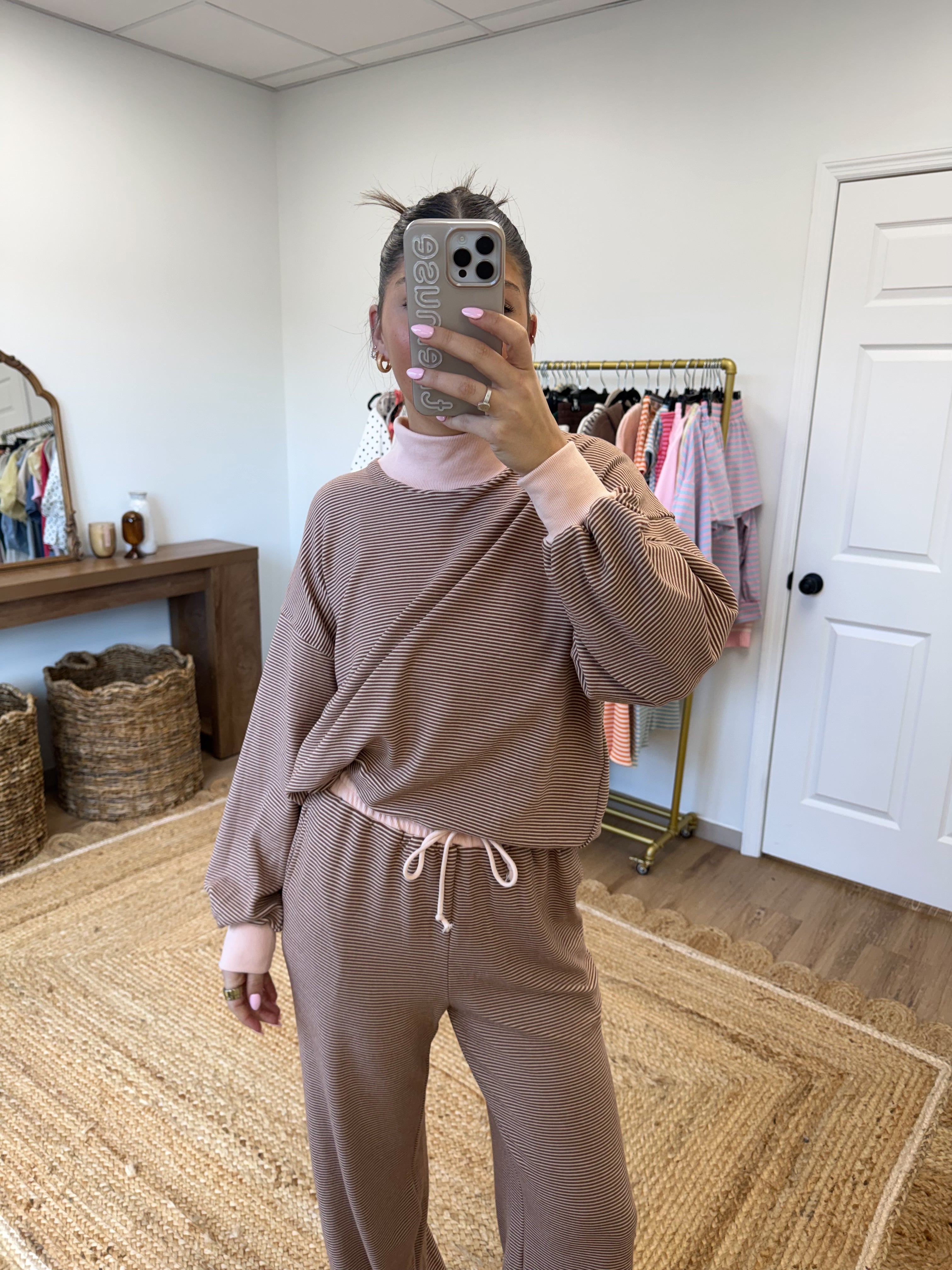 Latte Stripe Lounge Set