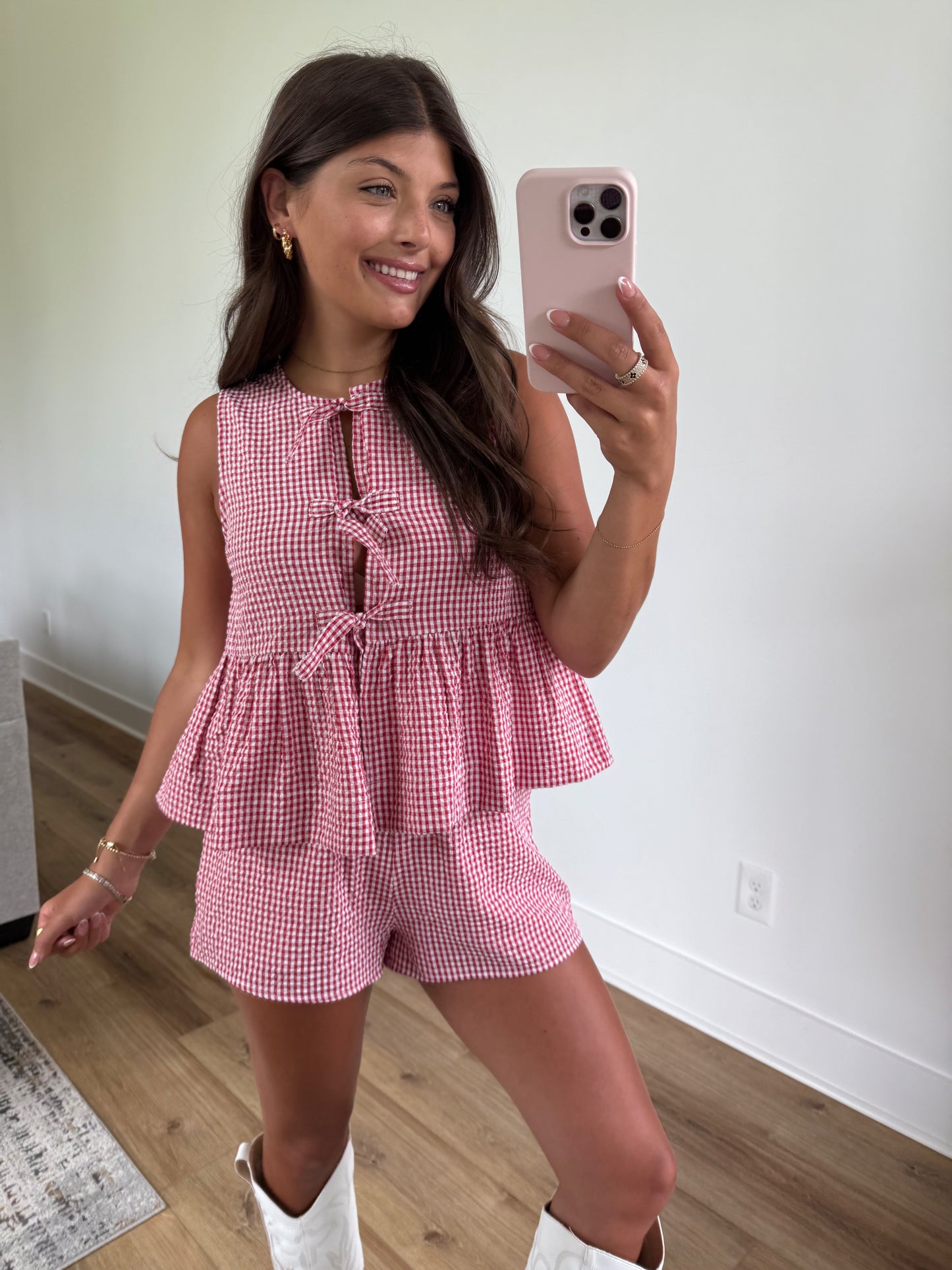 Red Tie Gingham Set