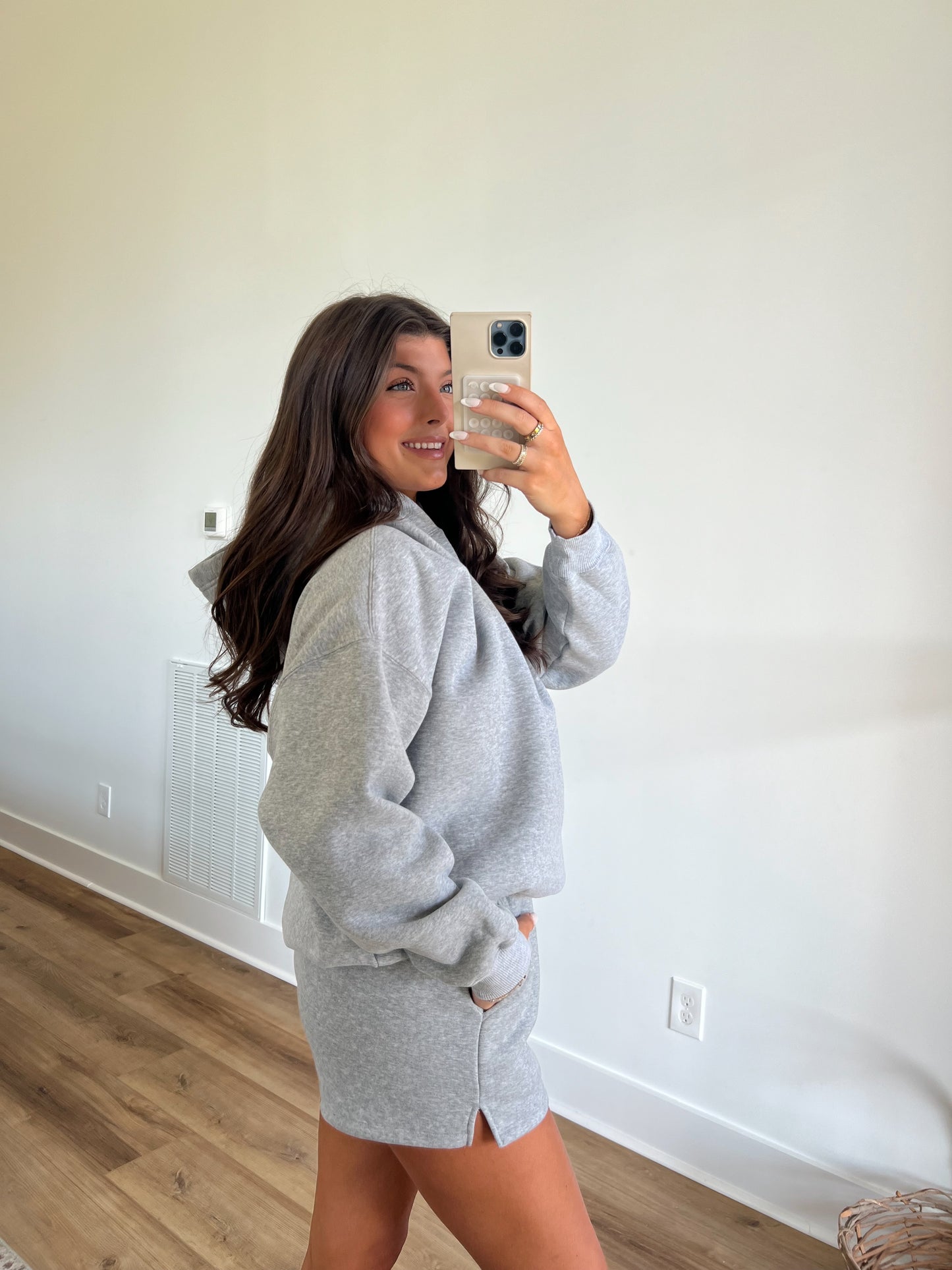 Grey Fleece Shorts Set