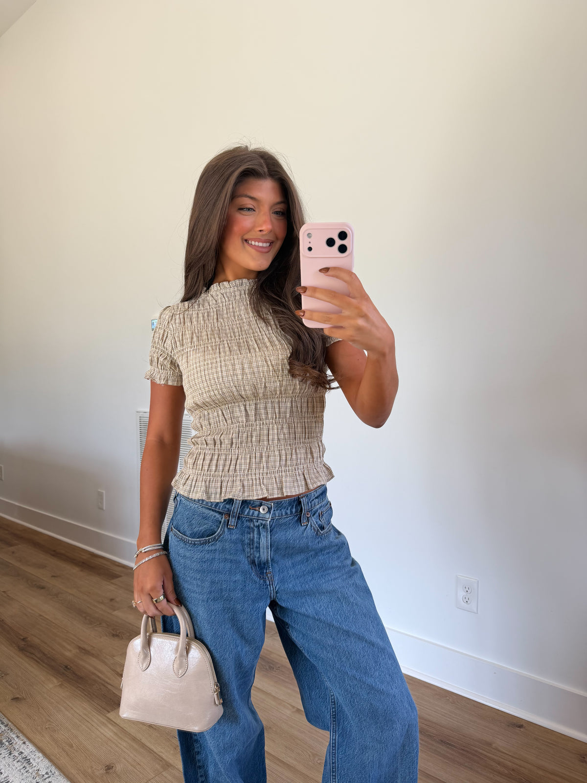 Oatmeal Plaid Top