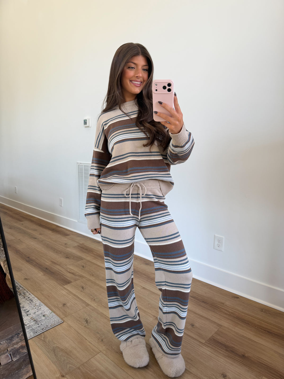 Mixed Stripe Knit Set (Beige Multi)