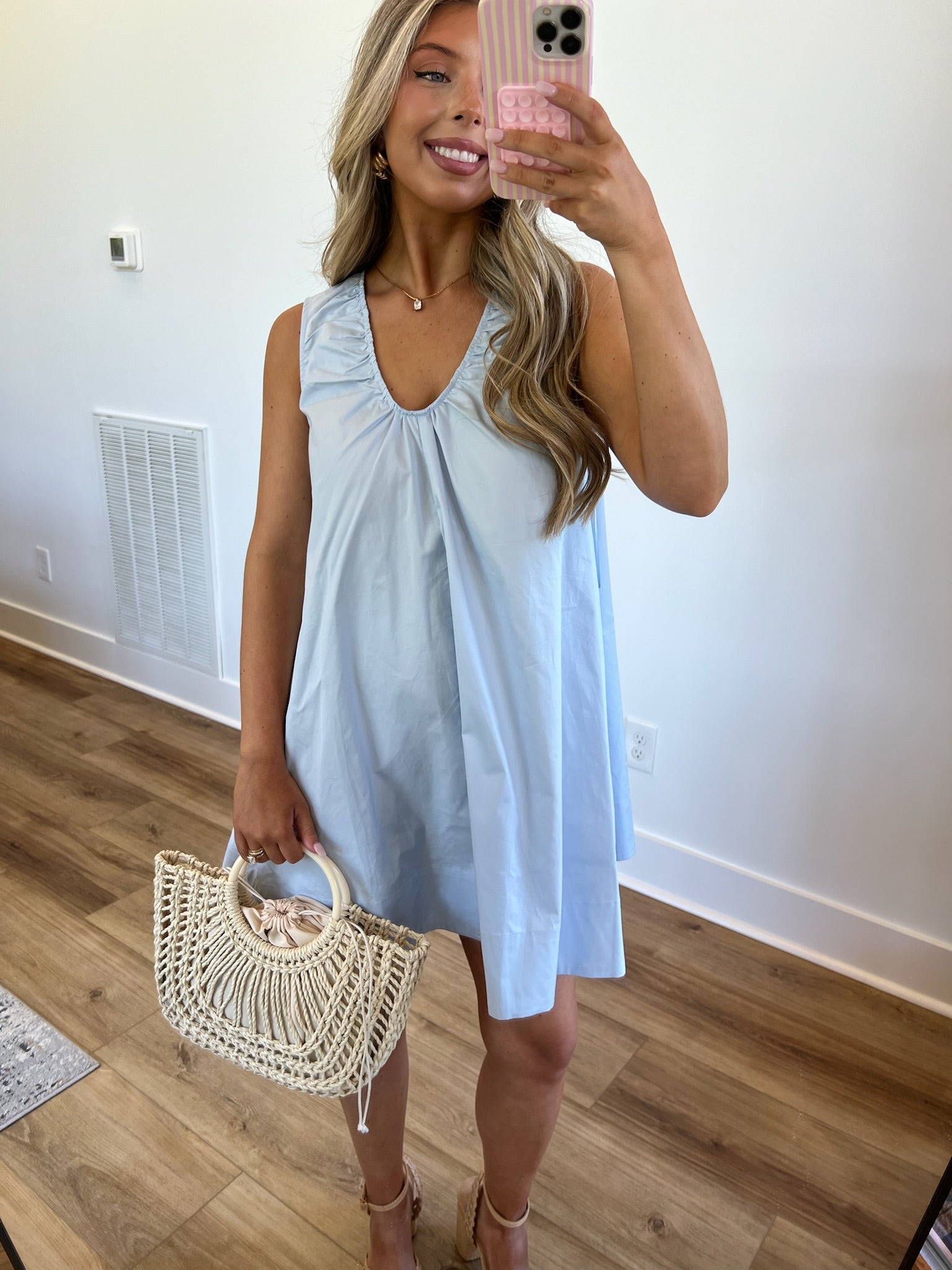 Blue Scoop Neck Mini