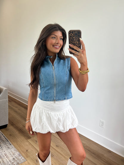 White Eyelet Bubble Skort