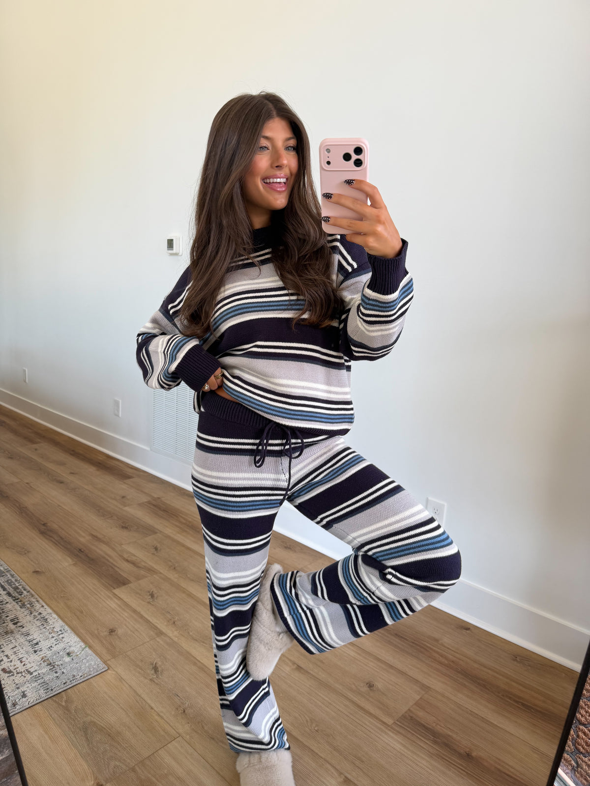 Mixed Stripe Knit Set (Navy Multi)