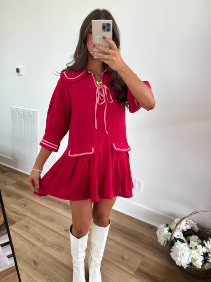 Pink Detail Sailor Dress