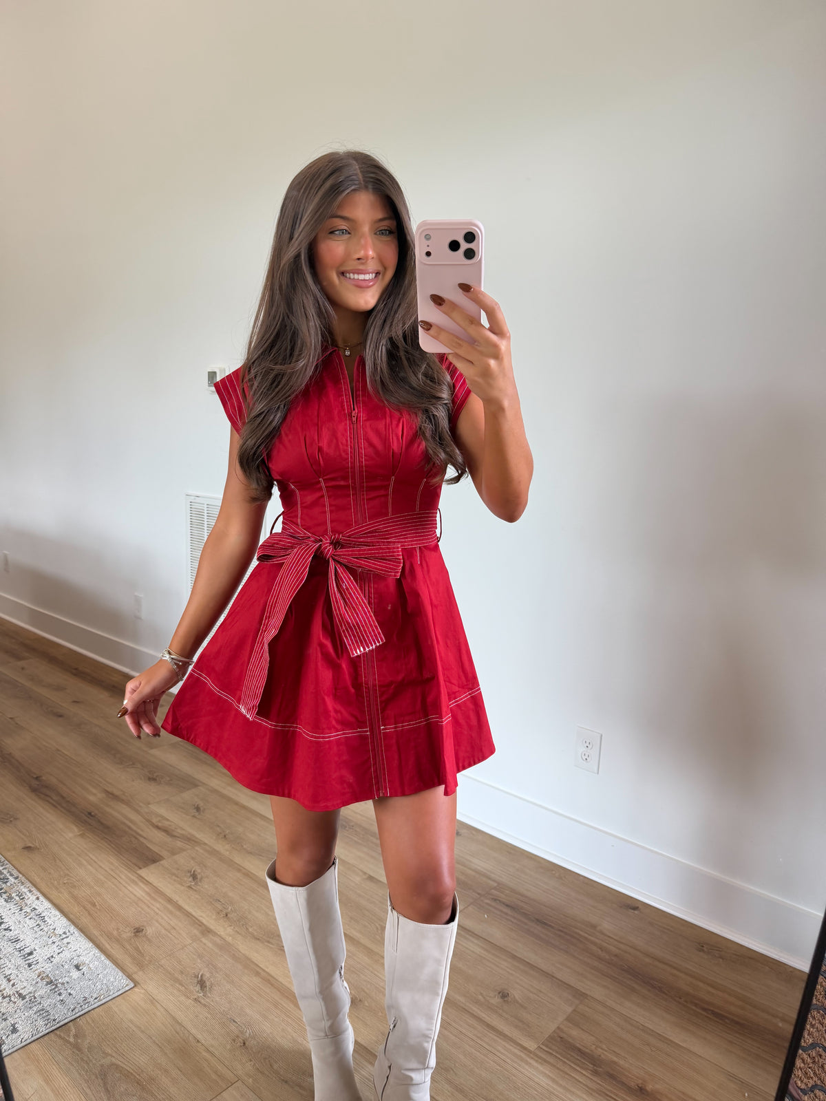 Noelle Contrast Stitch Mini (Burgundy)