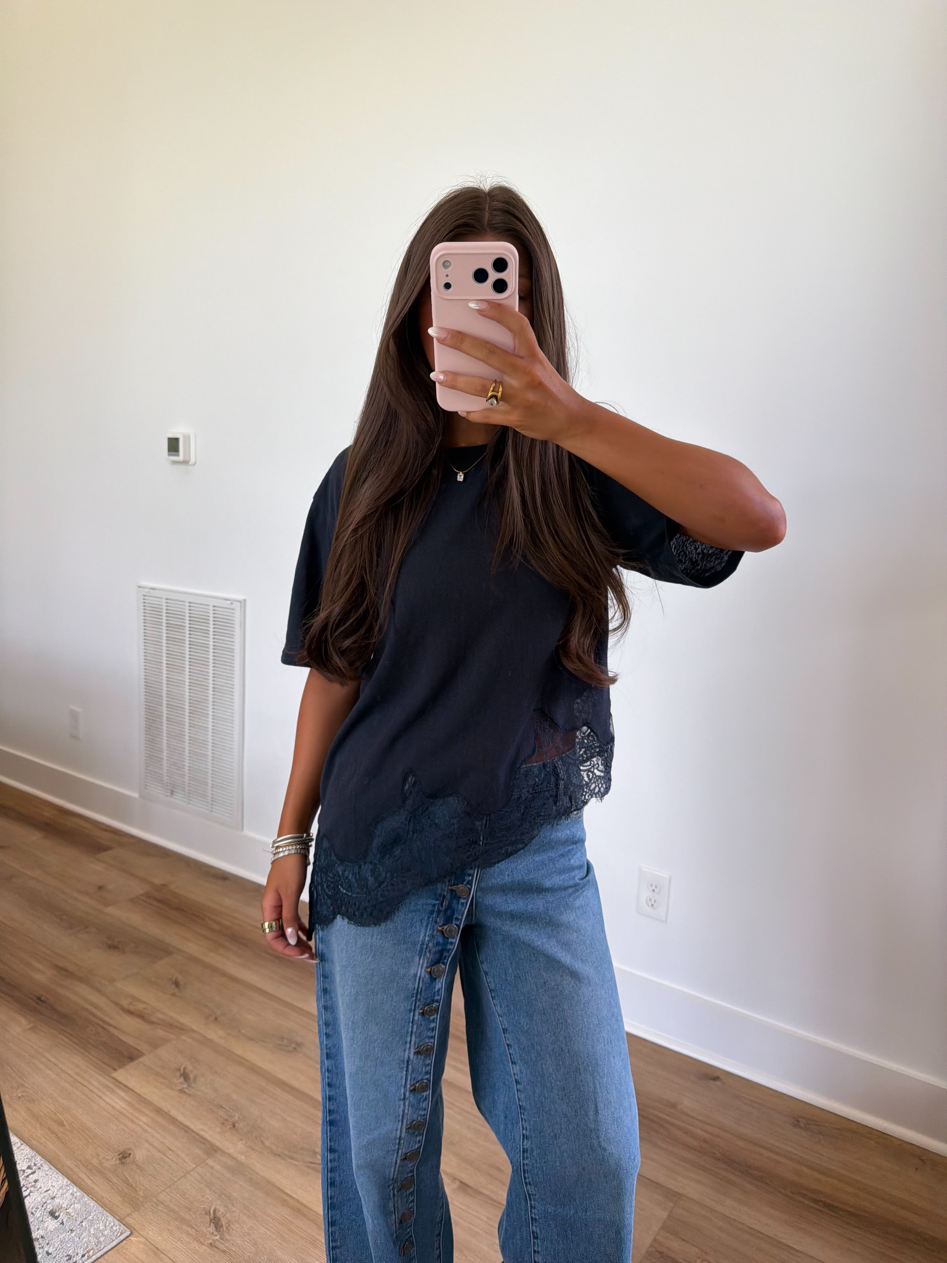 Margot Lace Tee (Midnight)