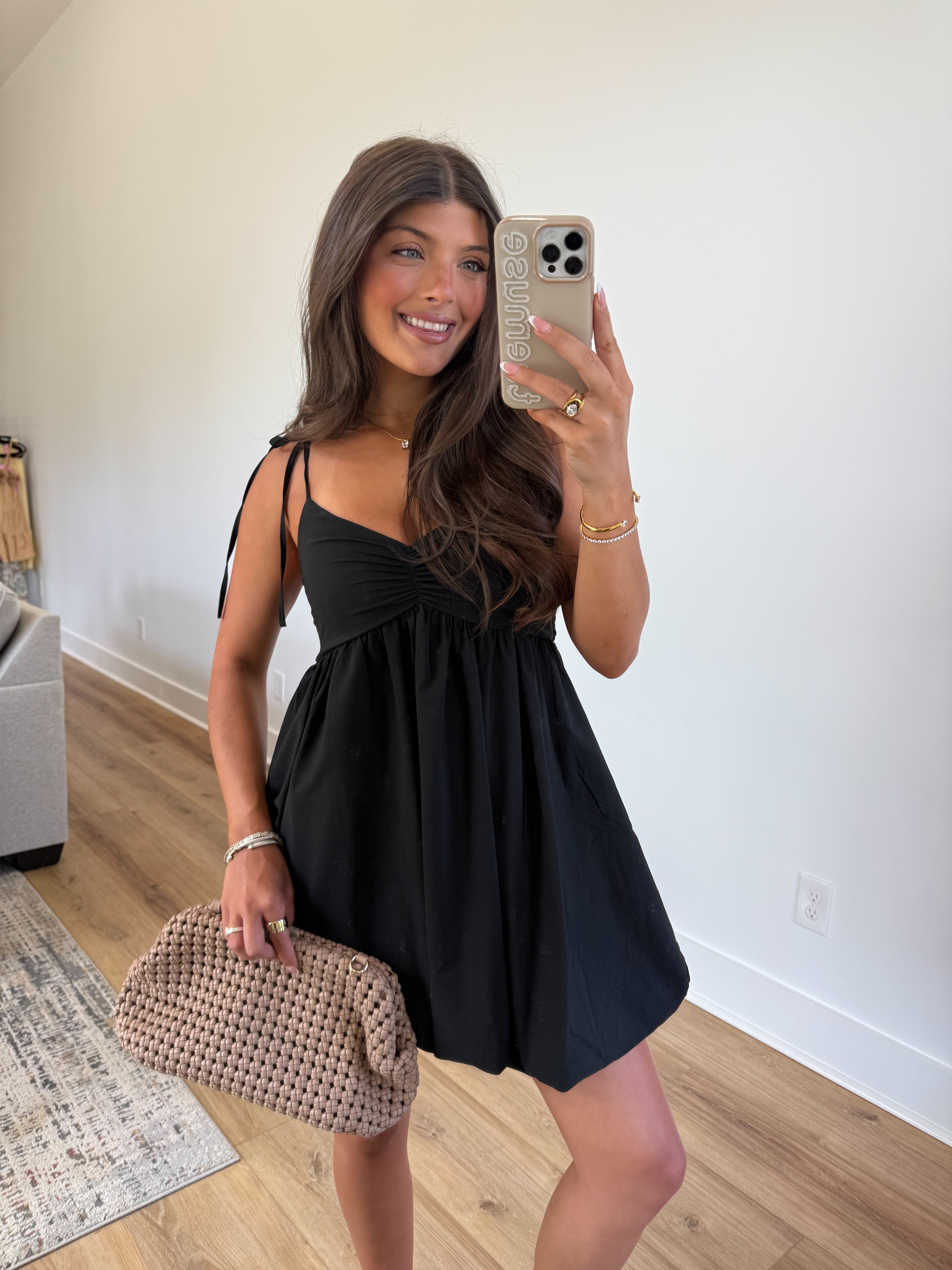 Black Bubble Hem Mini