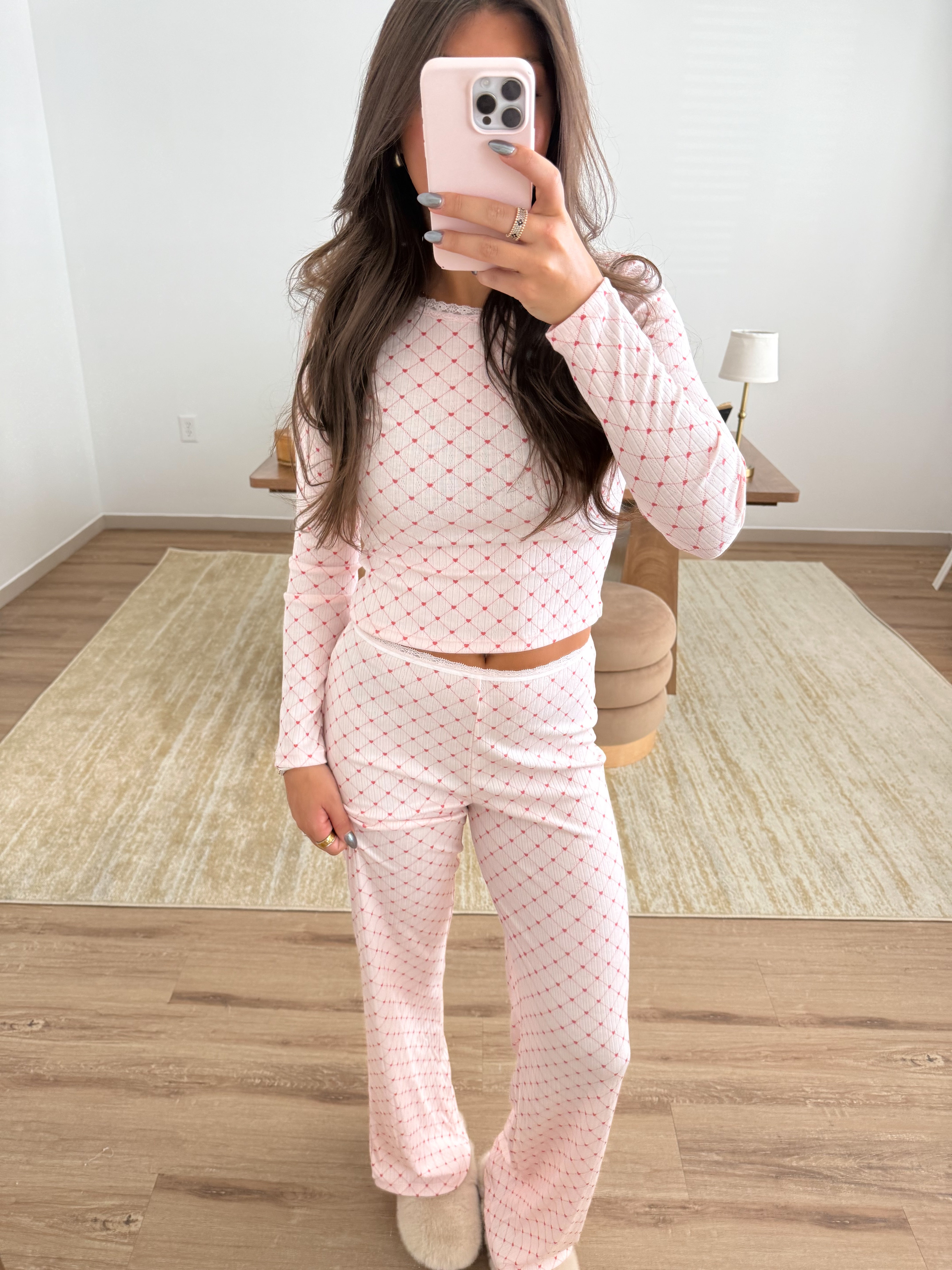 Pink Hearts Pj Set