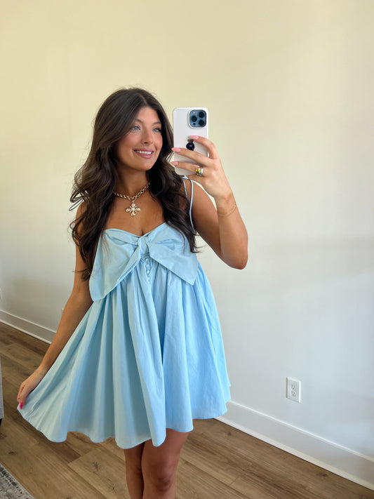 Baby Blue Darling Bow Mini Dress