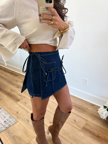 Denim Bow Skort