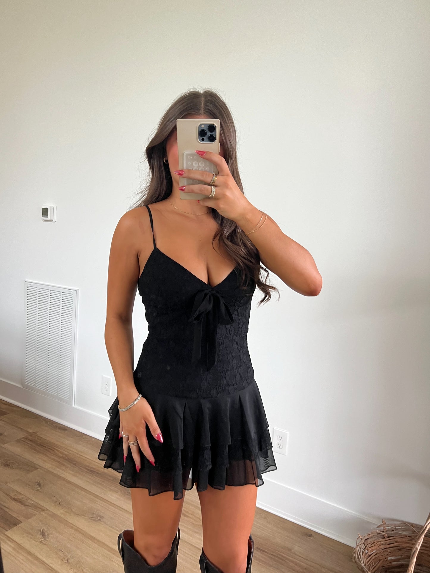 Midnight Kiss Ruffle Romper