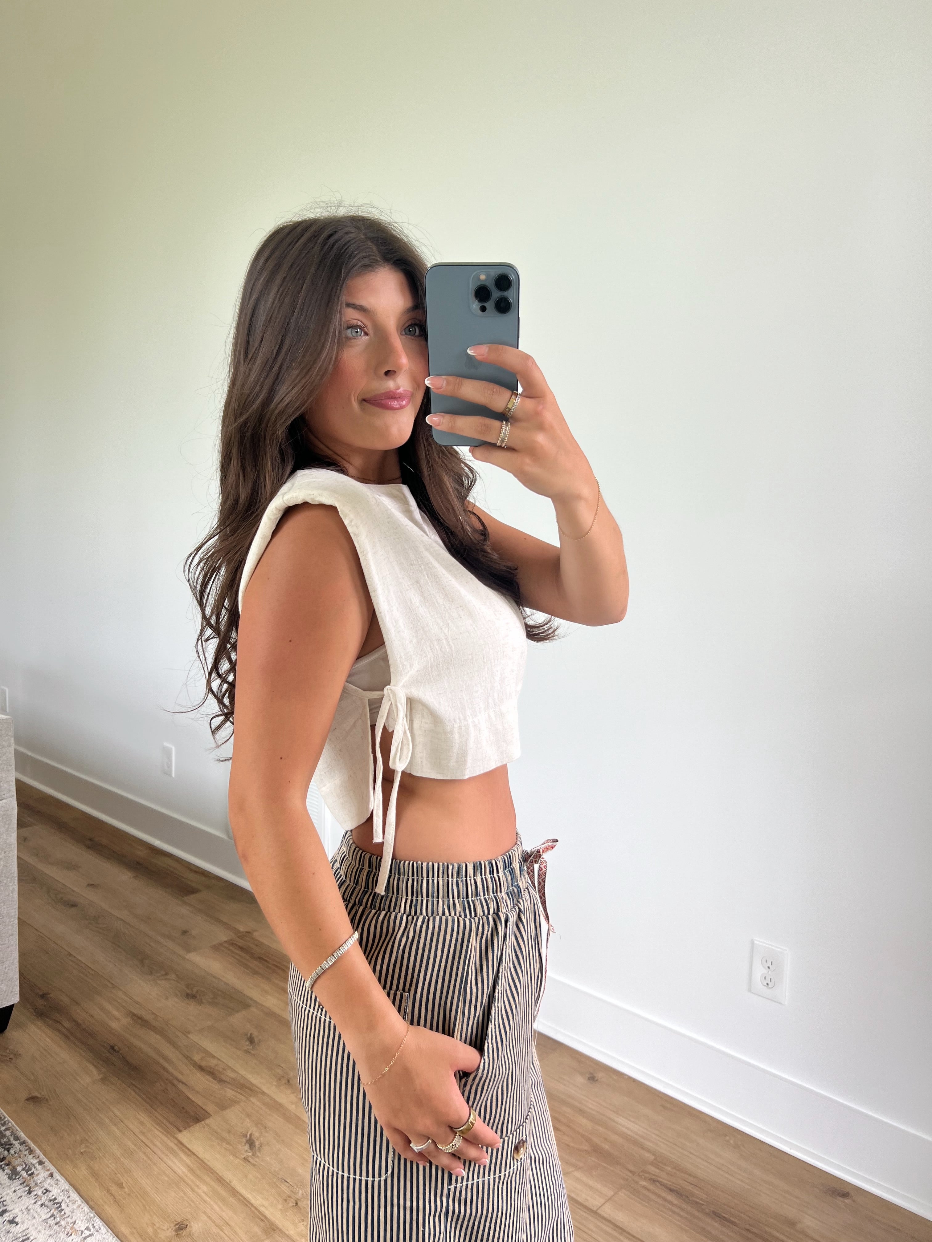 Linen Side Tie Top