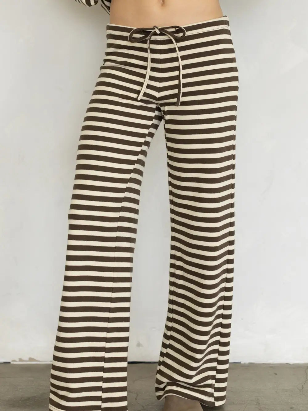 Stripe Henley Set (Mocha/Cream)