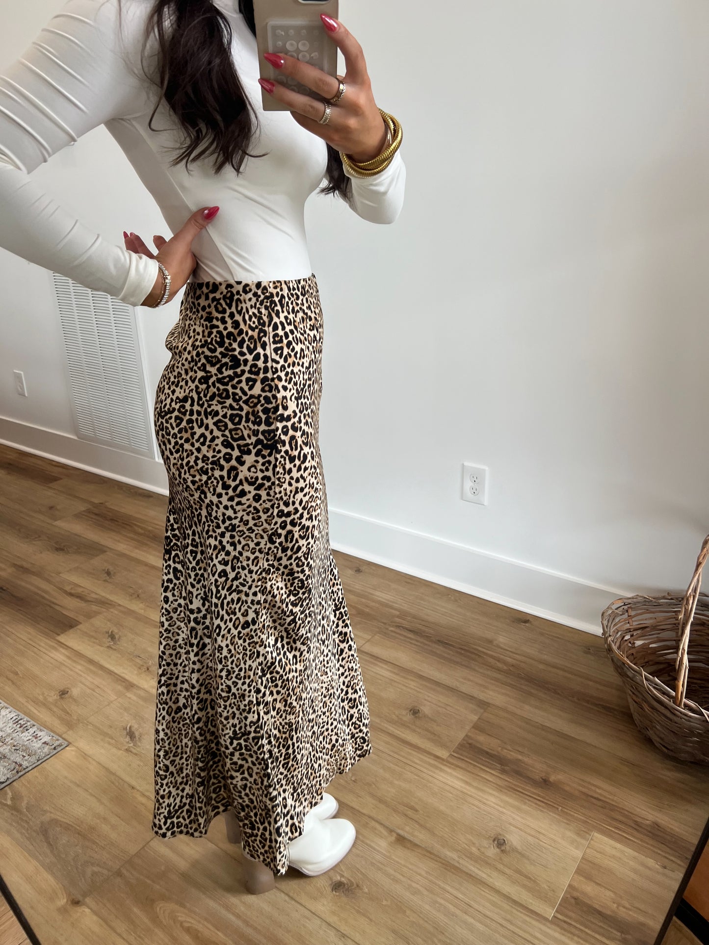 Cheetah Silk Maxi Skirt