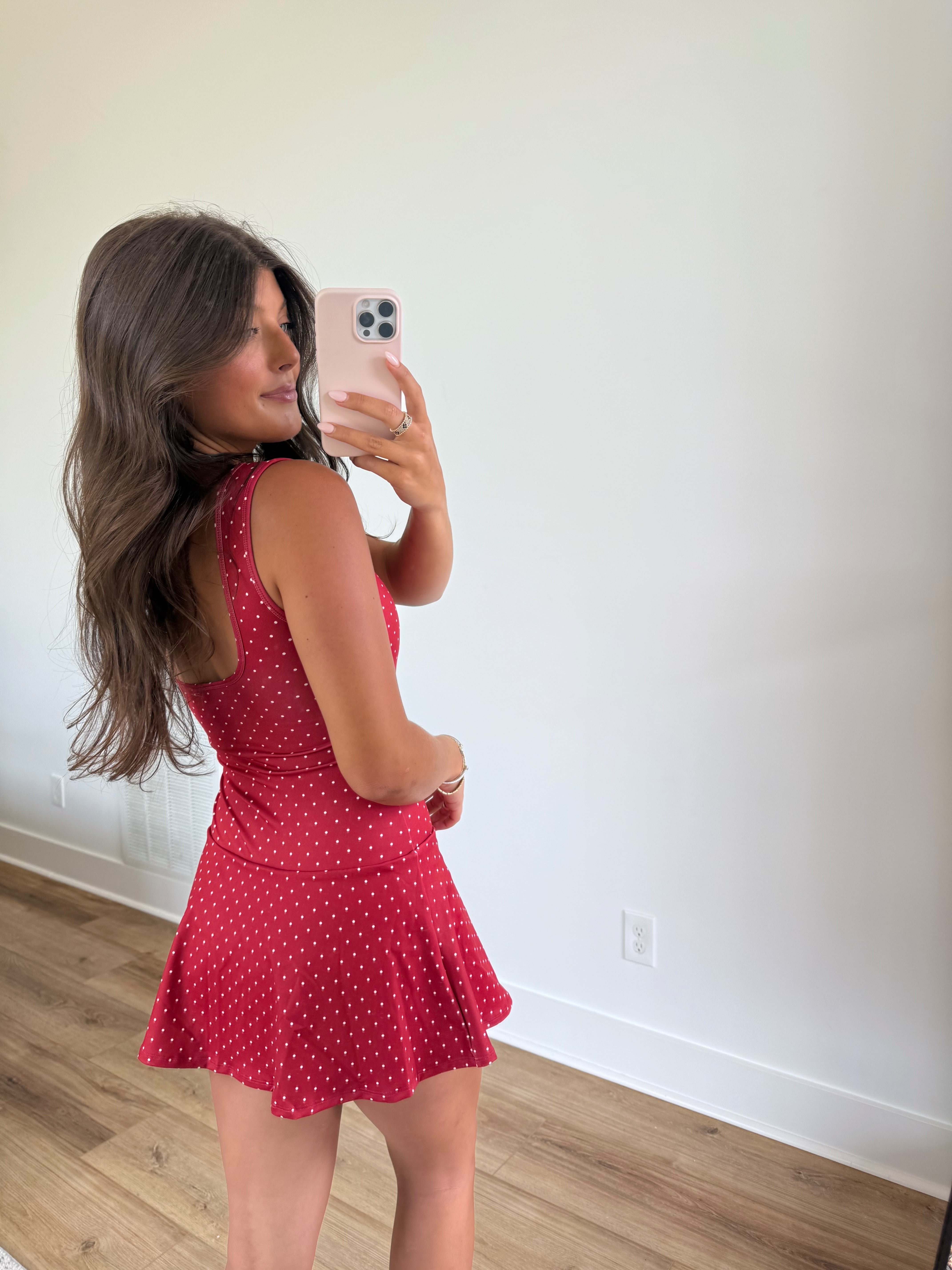 Red Polka Dot Drop Waist Athletic Dress