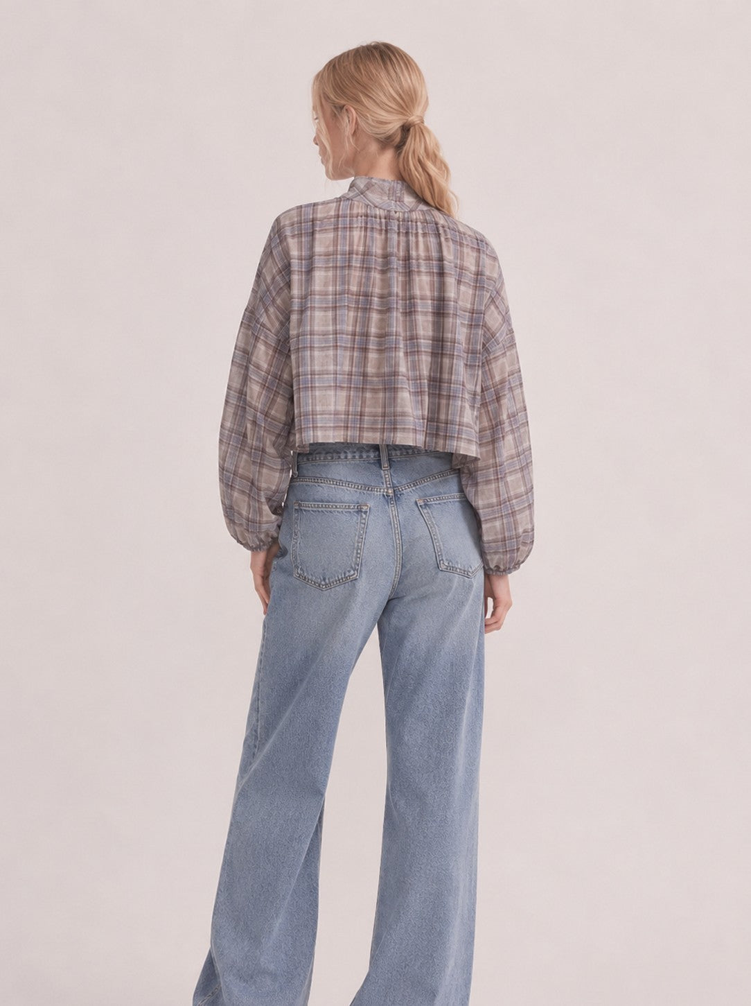 Plaid Cape Blouse