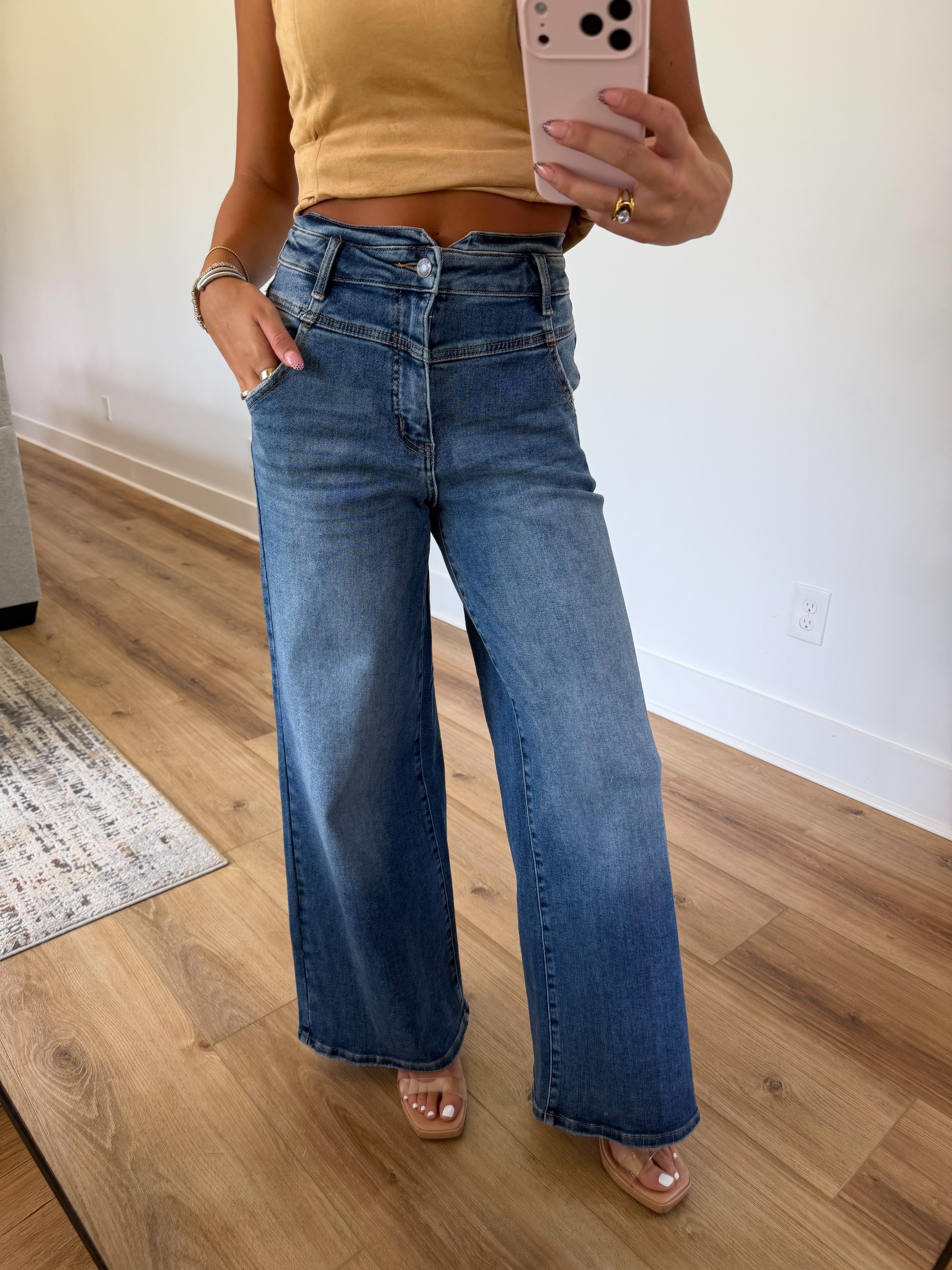 High Waisted Dark Denim Envelope Jeans