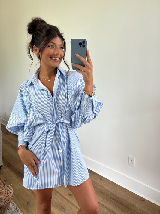 Sunday Morning Dress (Blue Stripe)