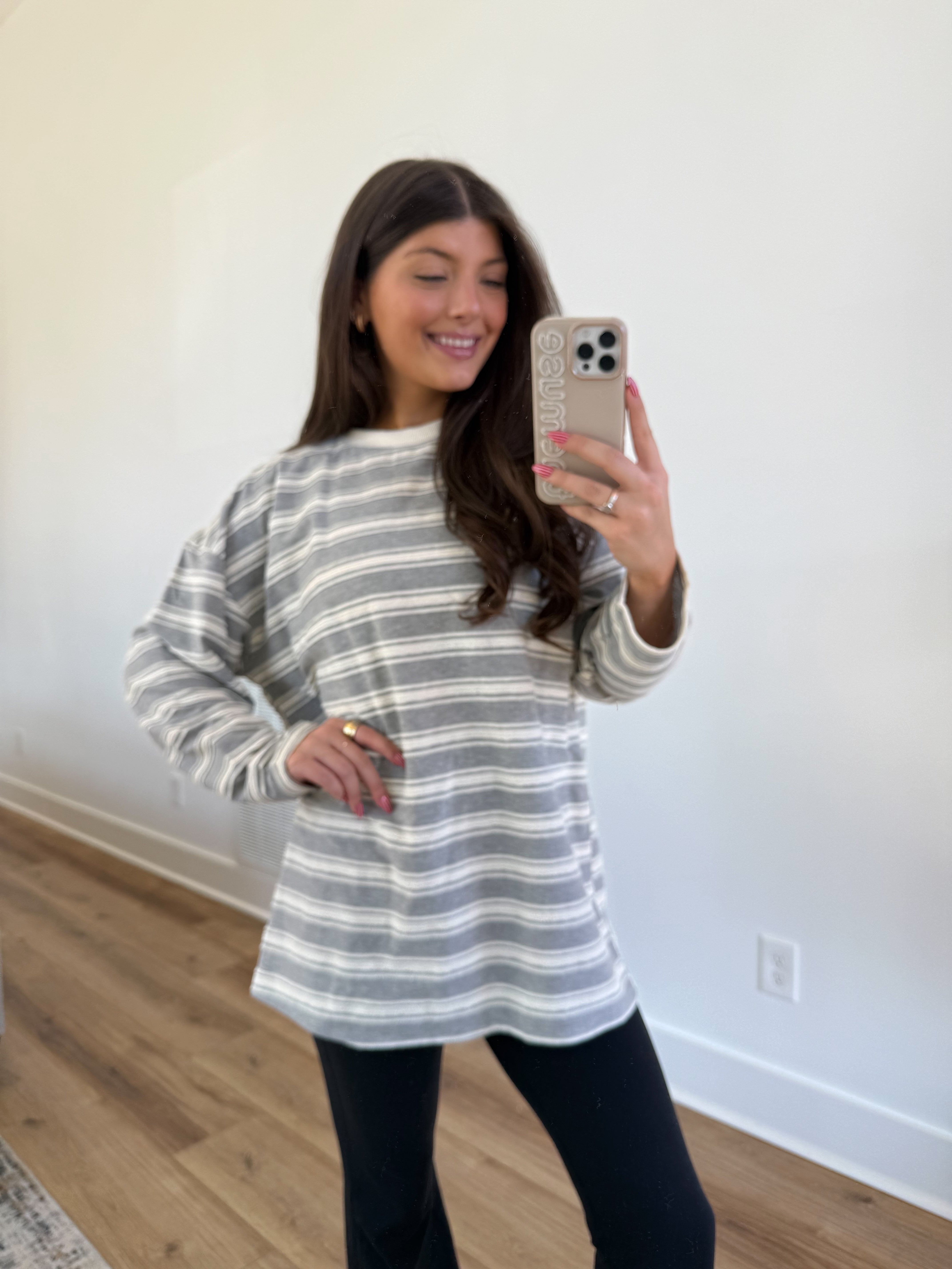 Frosted Stripe Top (Grey)