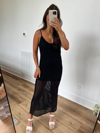 Black Crochet Maxi Dress