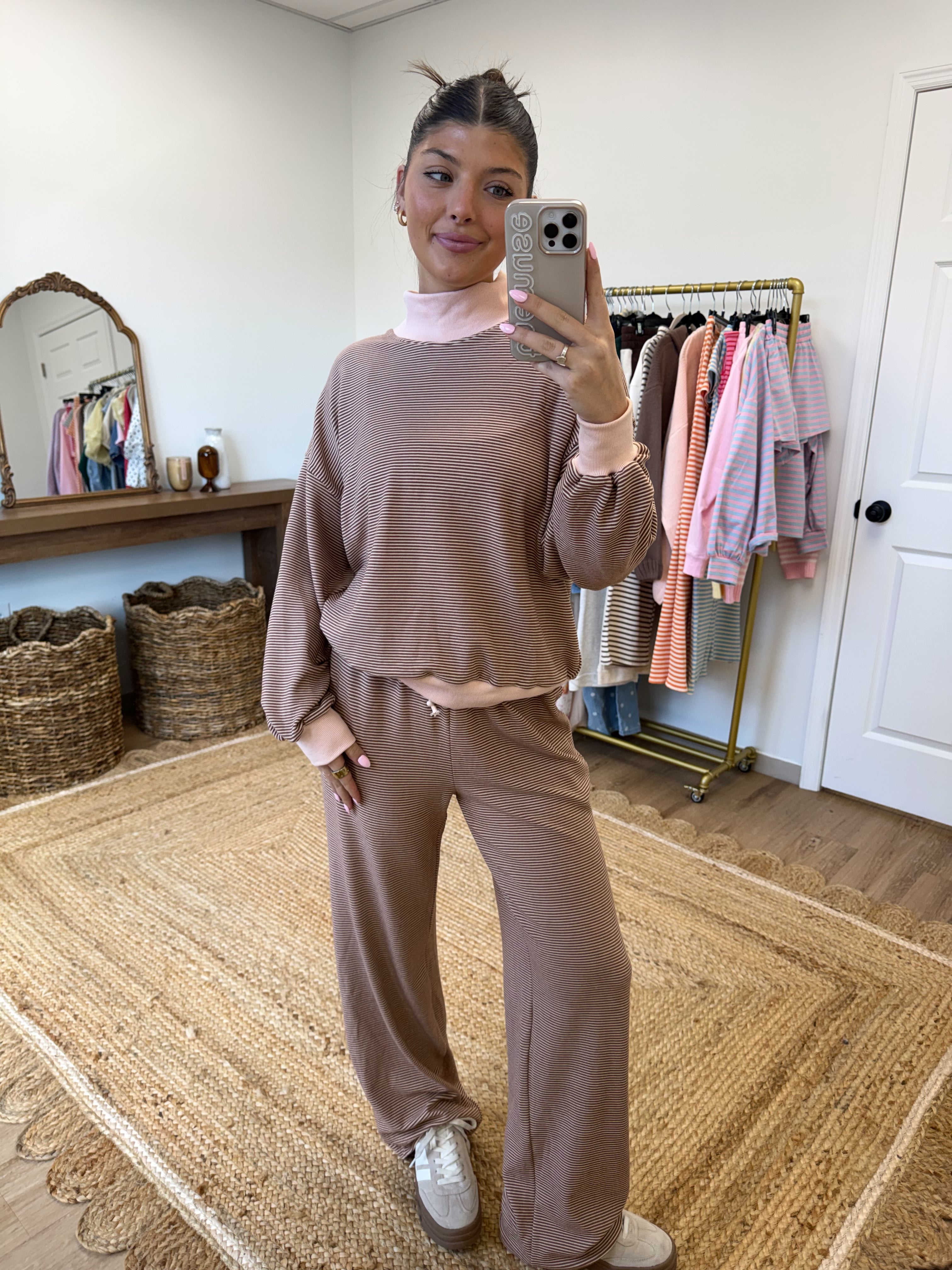 Latte Stripe Lounge Set