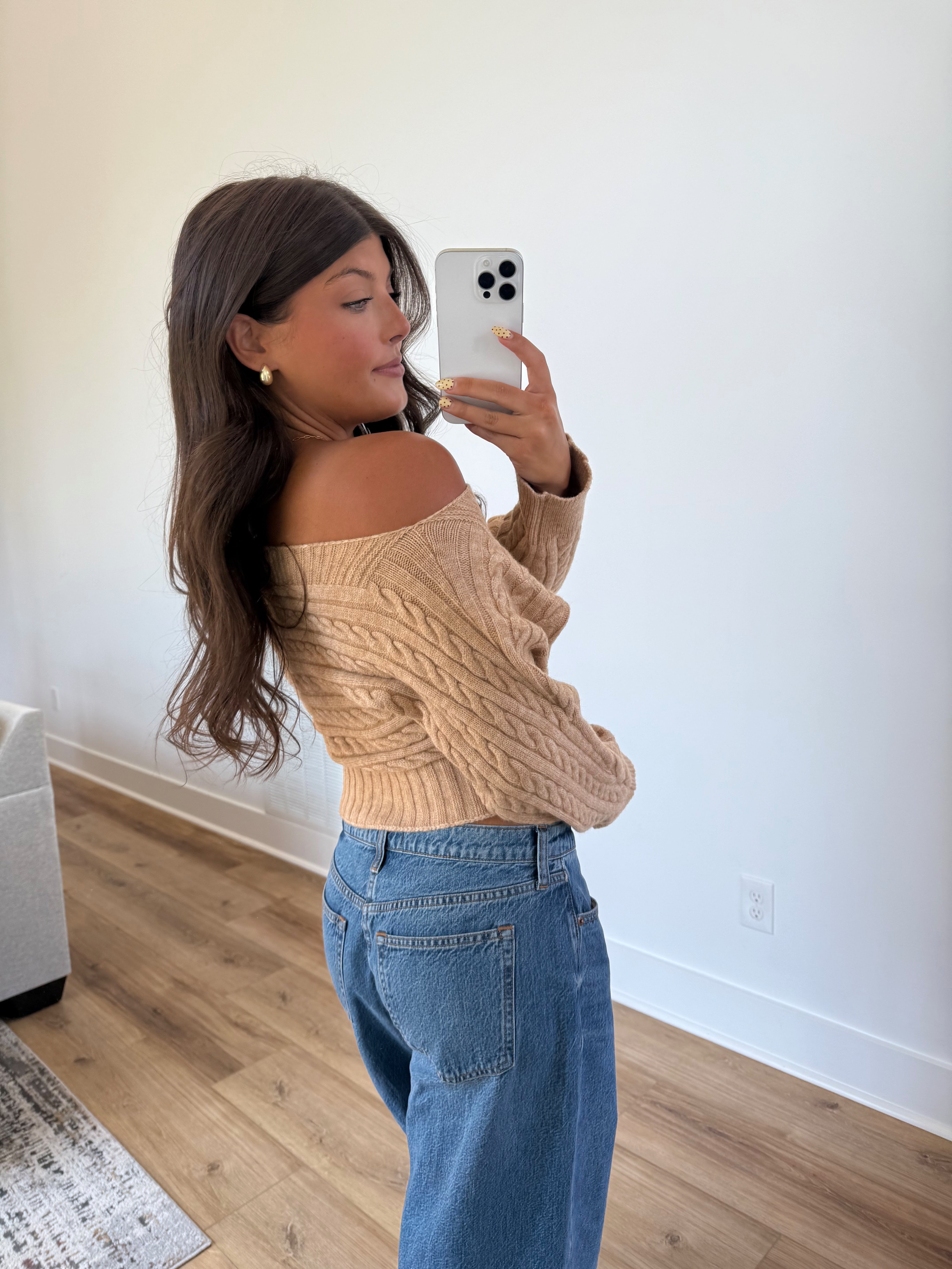 Brown Off The Shoulder Sweater