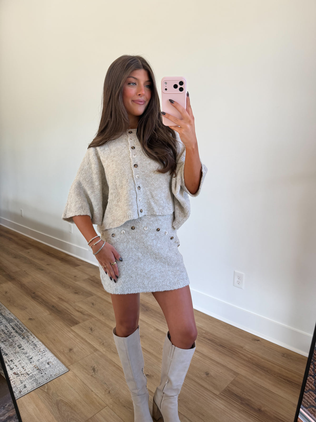 Button Detail Knit Set