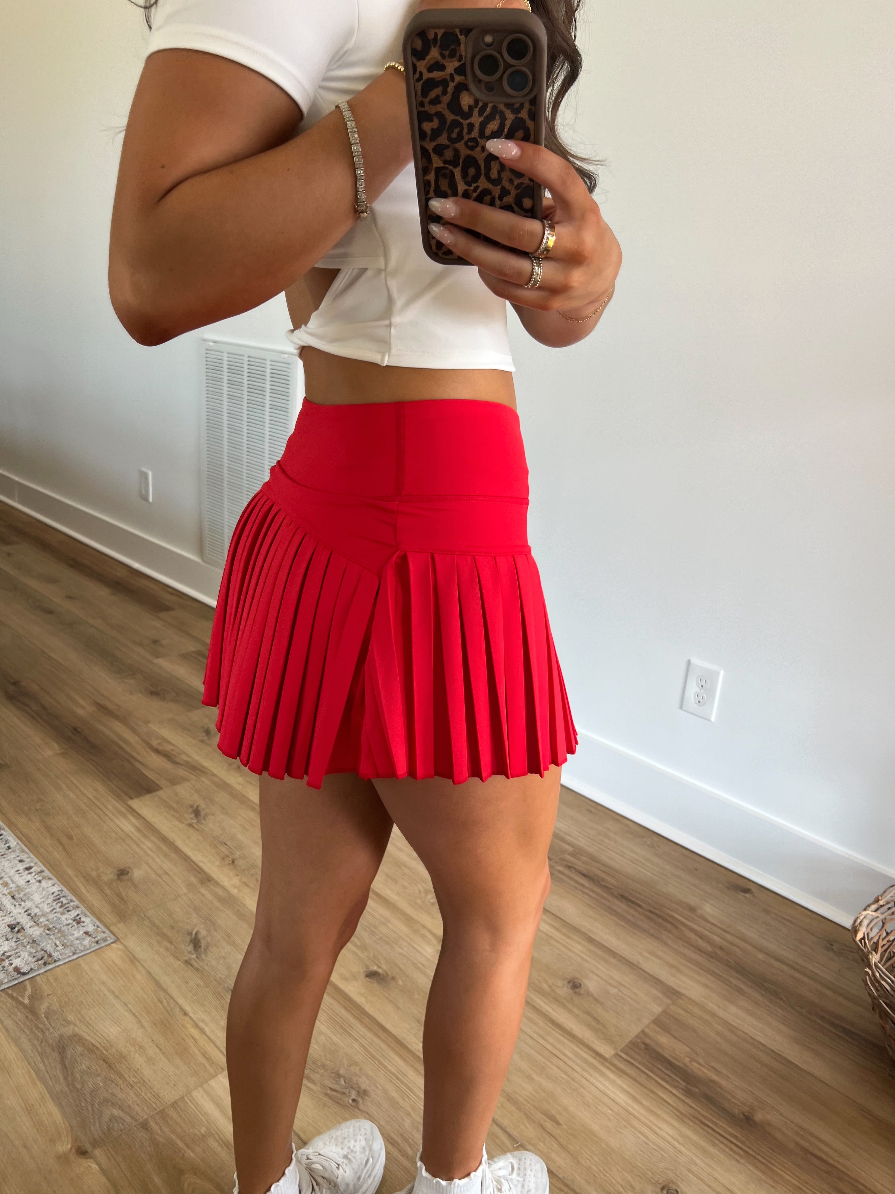 Red Pleated Tennis Skirt