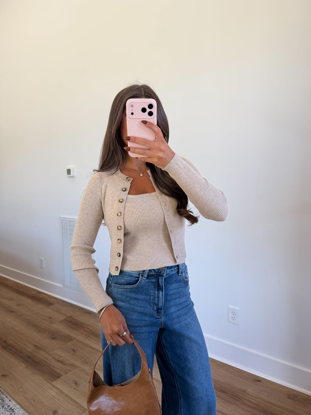 Classic Muse Cardigan & Tank (Tan)