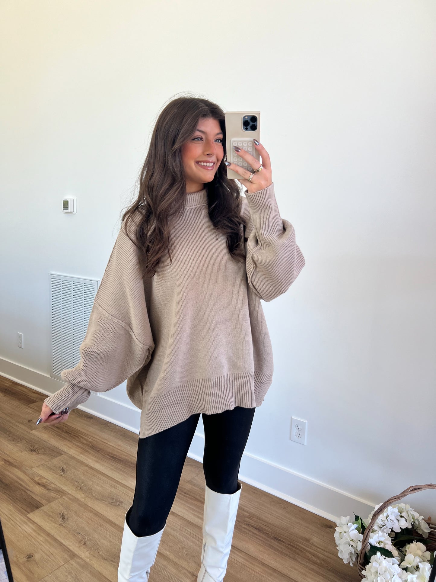 Mocha Essential Oversized Cozy Knit Sweater