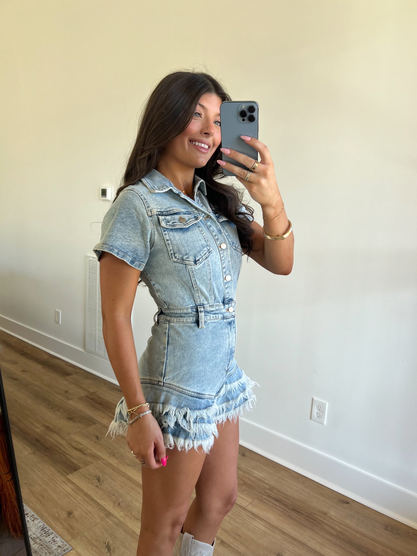 Denim Ruffles Romper