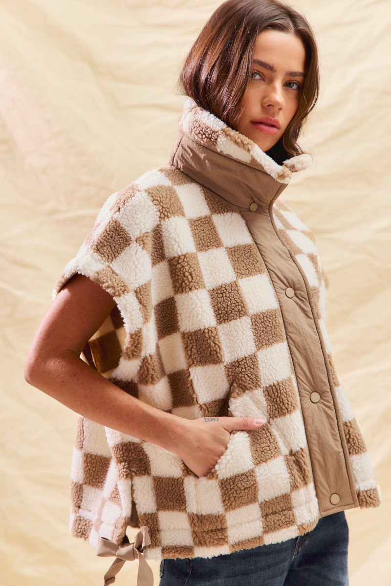Winter Check Sherpa Vest (PRE-ORDER (1-2 weeks)/ Restock)