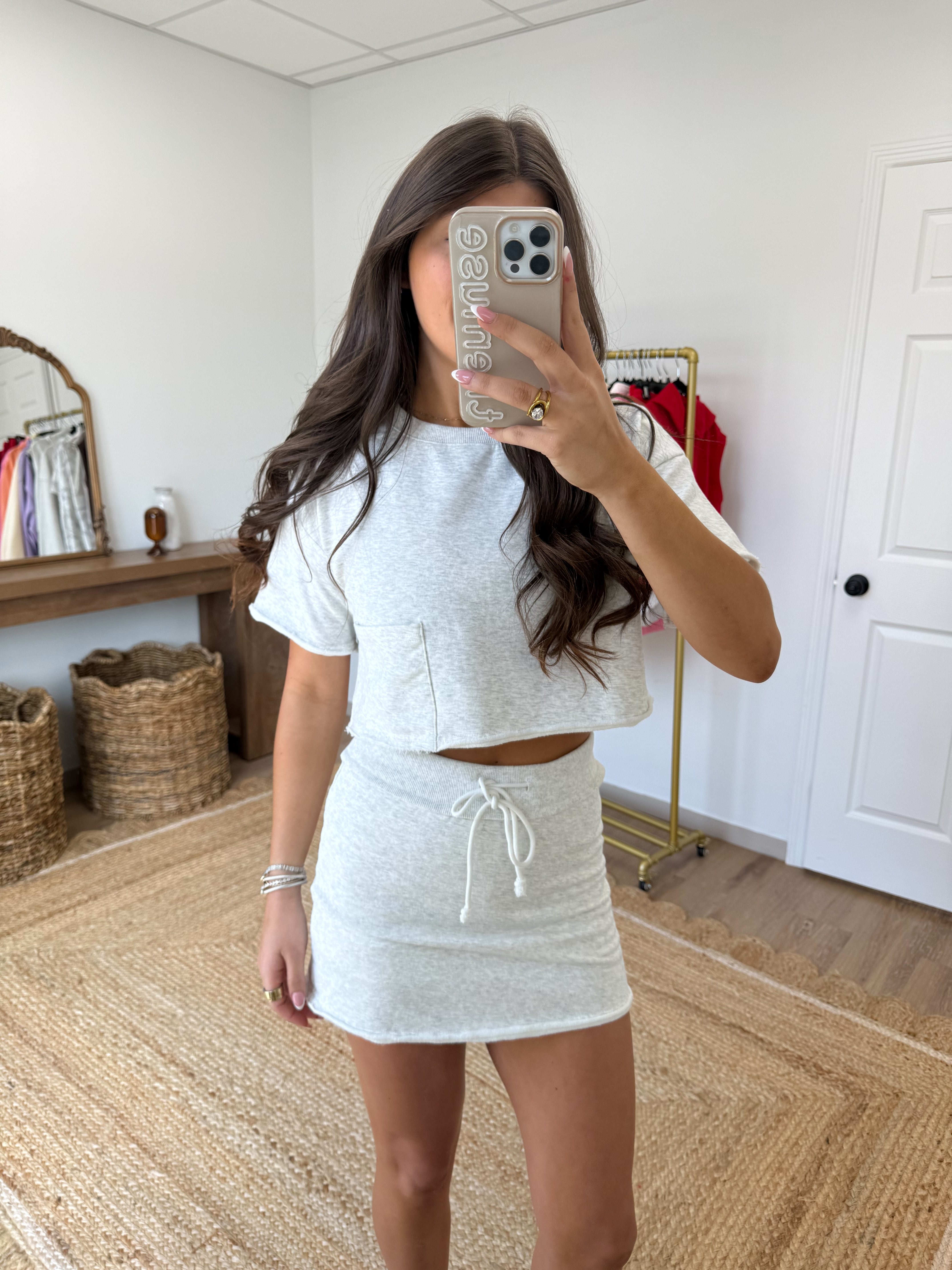 Grey Cropped Top Set